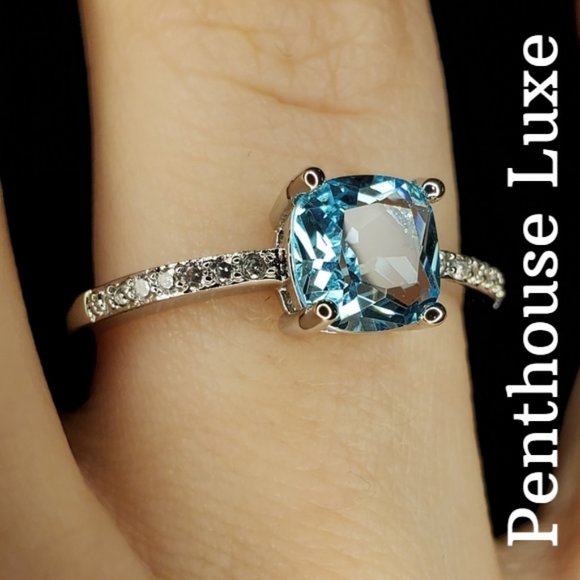 Sky Blue Topaz Sterling Silver Plated Ring - Picture 3 of 4